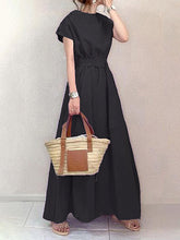 Short Sleeves Summer Solid Casual Maxi Dress